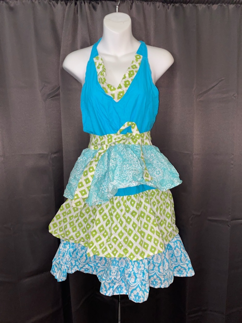 Kay Dee Designs aka Kay Dez Apron:Blue and Green Ruffled Apron